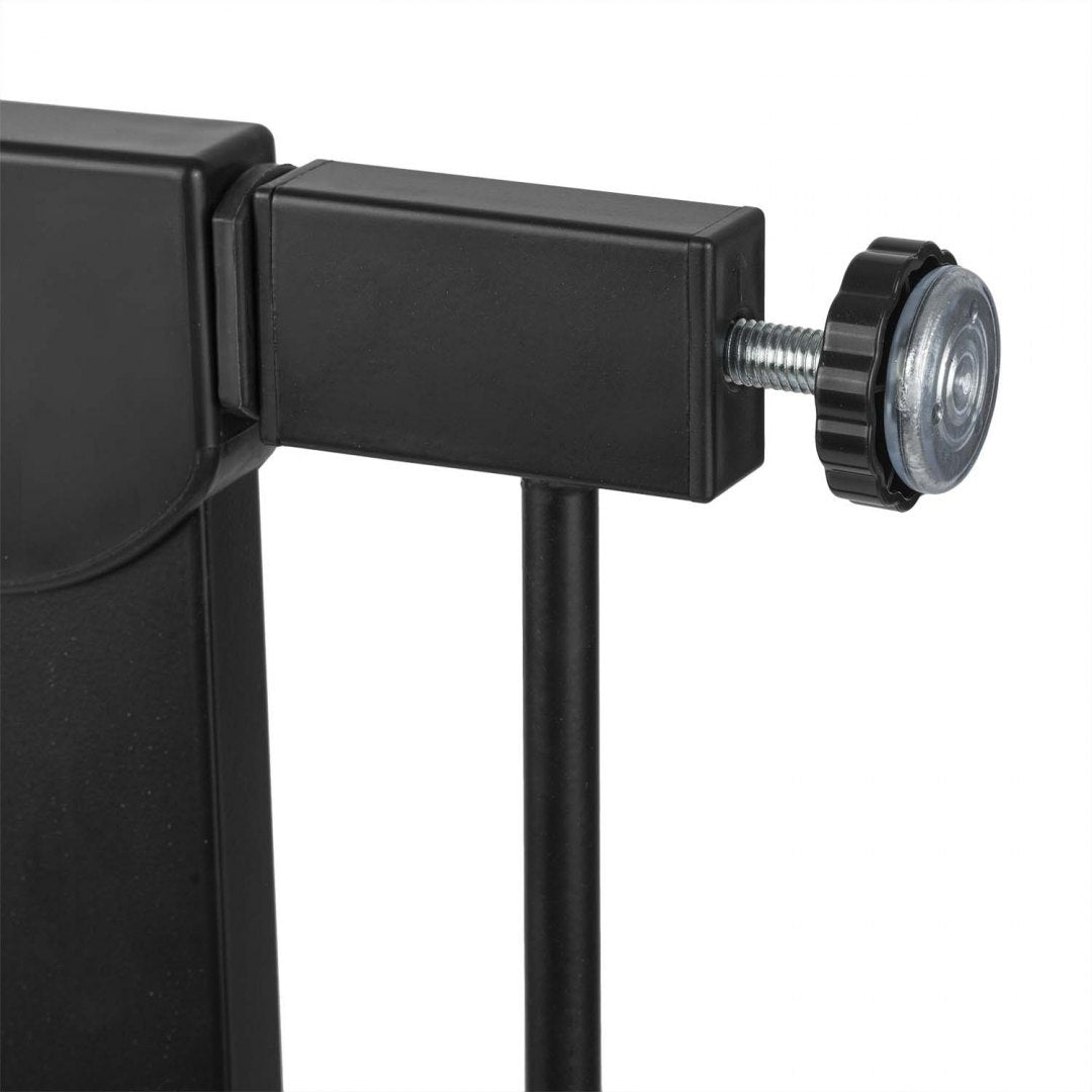 Poarta de Siguranta idealStore Barrier Children pentru Scari, dimensiuni ajustabile 76 - 104 cm, Fabricata din Otel si Lemn, culoare Negru Maro