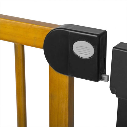 Poarta de Siguranta idealStore Barrier Children pentru Scari, dimensiuni ajustabile 76 - 104 cm, Fabricata din Otel si Lemn, culoare Negru Maro