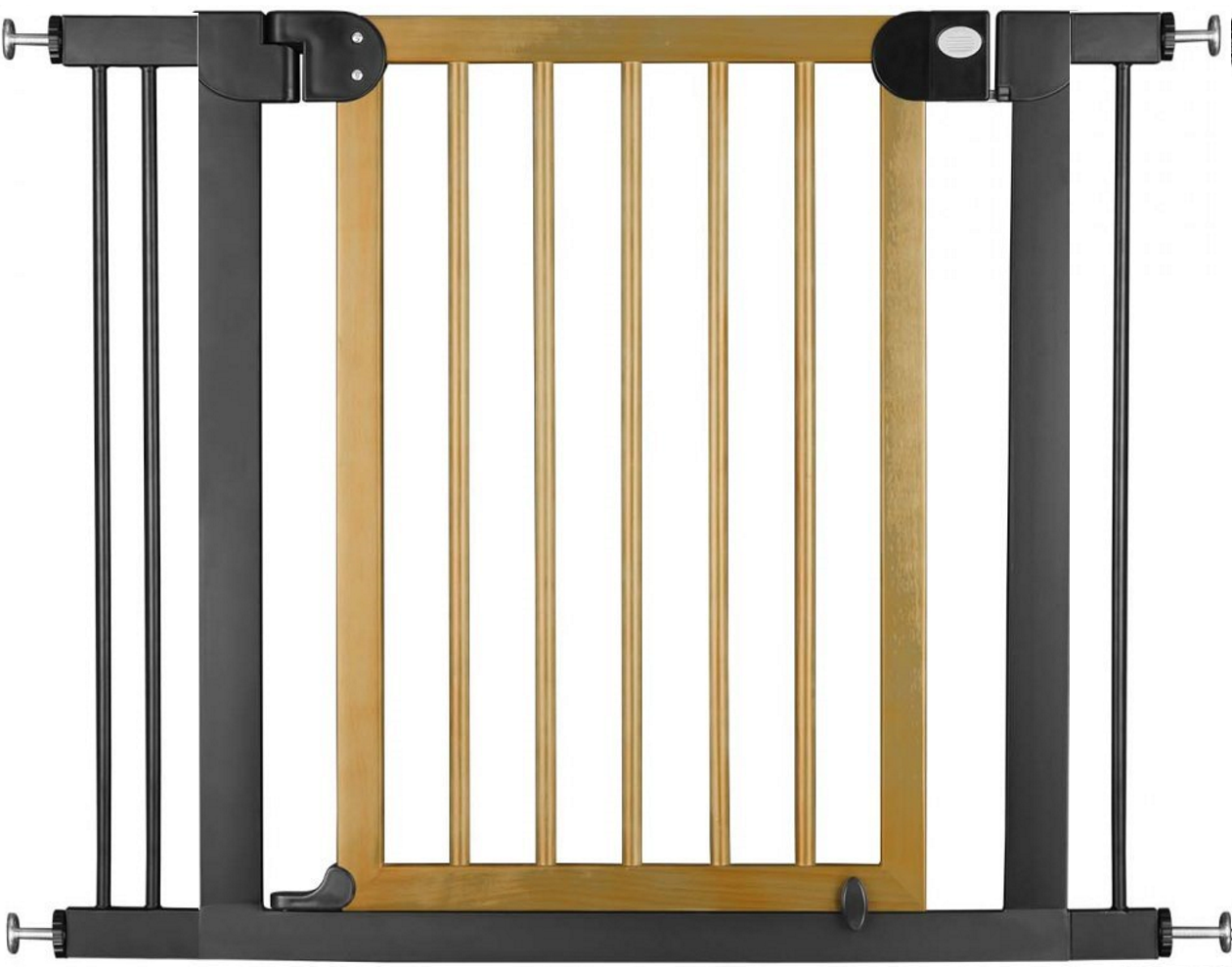 Poarta de Siguranta idealStore Barrier Children pentru Scari, dimensiuni ajustabile 76 - 104 cm, Fabricata din Otel si Lemn, culoare Negru Maro