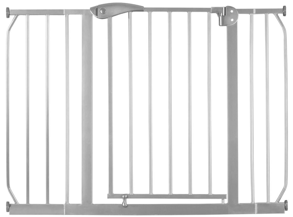 Poarta de Siguranta idealStore Safety Gate pentru Scari, dimensiuni ajustabile 75 - 117 cm, Fabricata din Otel, culoare Gri