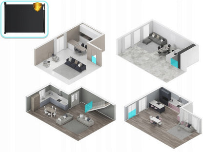Poarta de Siguranta Rulanta idealStore Barrier Children, dImensiuni 140 cm x 92.5 cm, Latime ajustabila, fara Prag, Silentioasa, Utilizare Multipla, Material rezistent la Murdarie, Culoare Negru