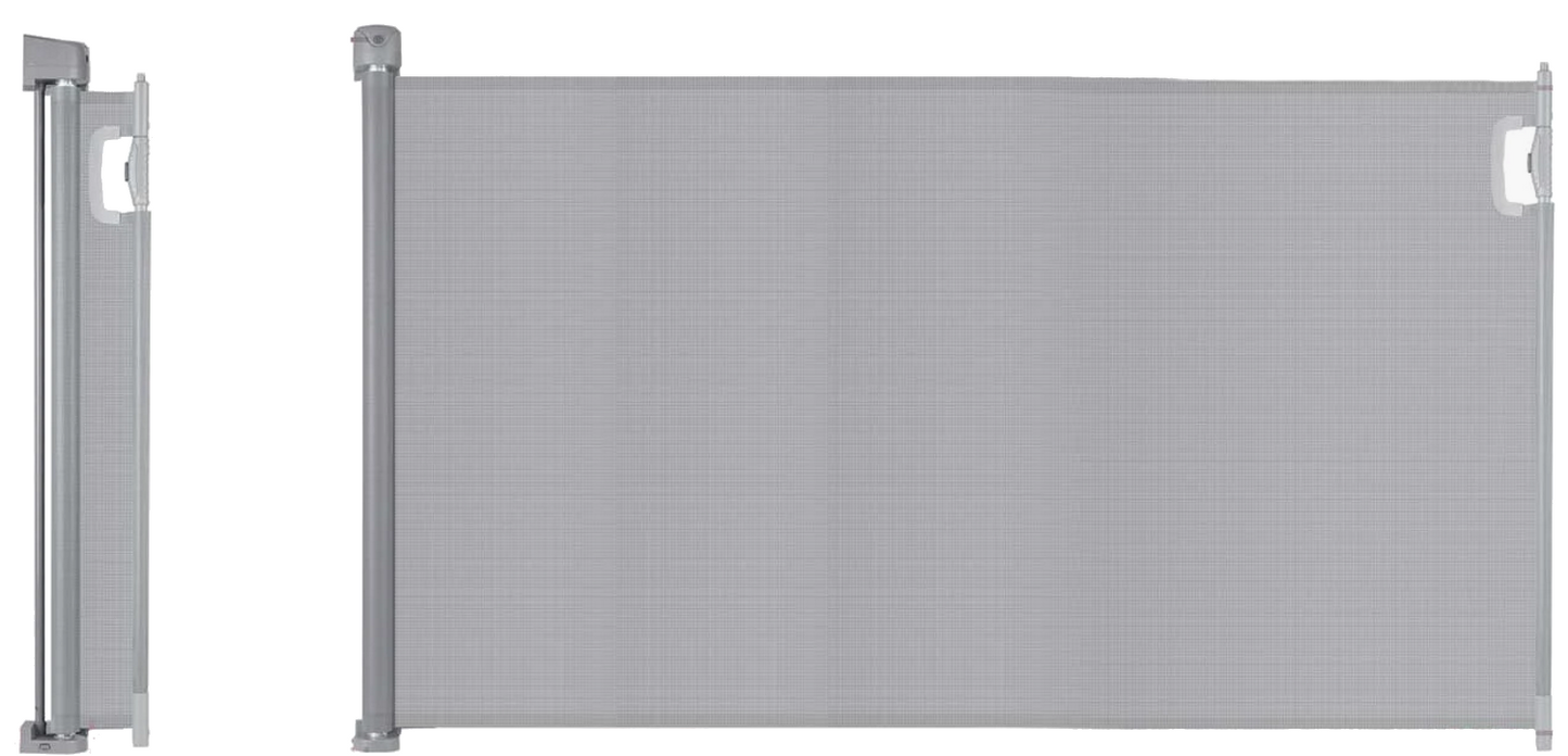 Poarta de Siguranta Rulanta idealStore Barrier Children, dImensiuni 140 cm x 92.5 cm, Latime ajustabila, fara Prag, Silentioasa, Utilizare Multipla, Material rezistent la Murdarie, Culoare Gri