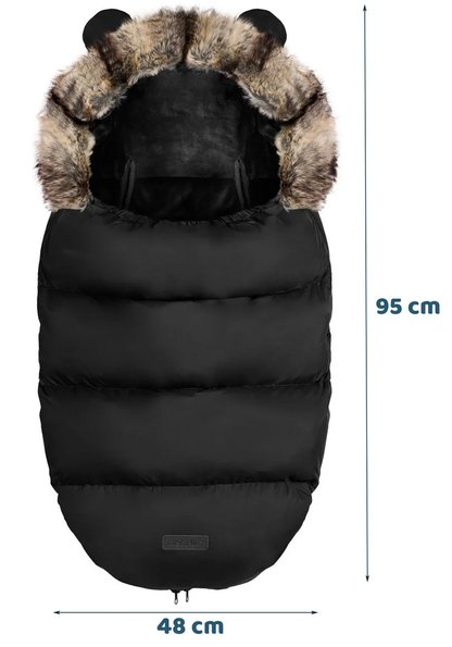 Sac de Dormit 4in1 idealSTORE, Blanita Moale Detasabila, Captusit, Material Antialergic, Rezistent la Apa si Vant, instalare Carucior si Sanie, Material Respirabil, Culoare Negru