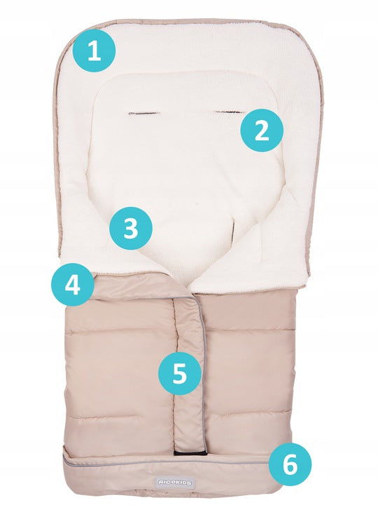 Sac de Dormit 2in1 BABY SLEEP idealStore, Dimensiune Reglabila 96 x 45 cm, Impermeabil, Izolat din Plus, Material Rezistent, Tesatura Moale, Bej