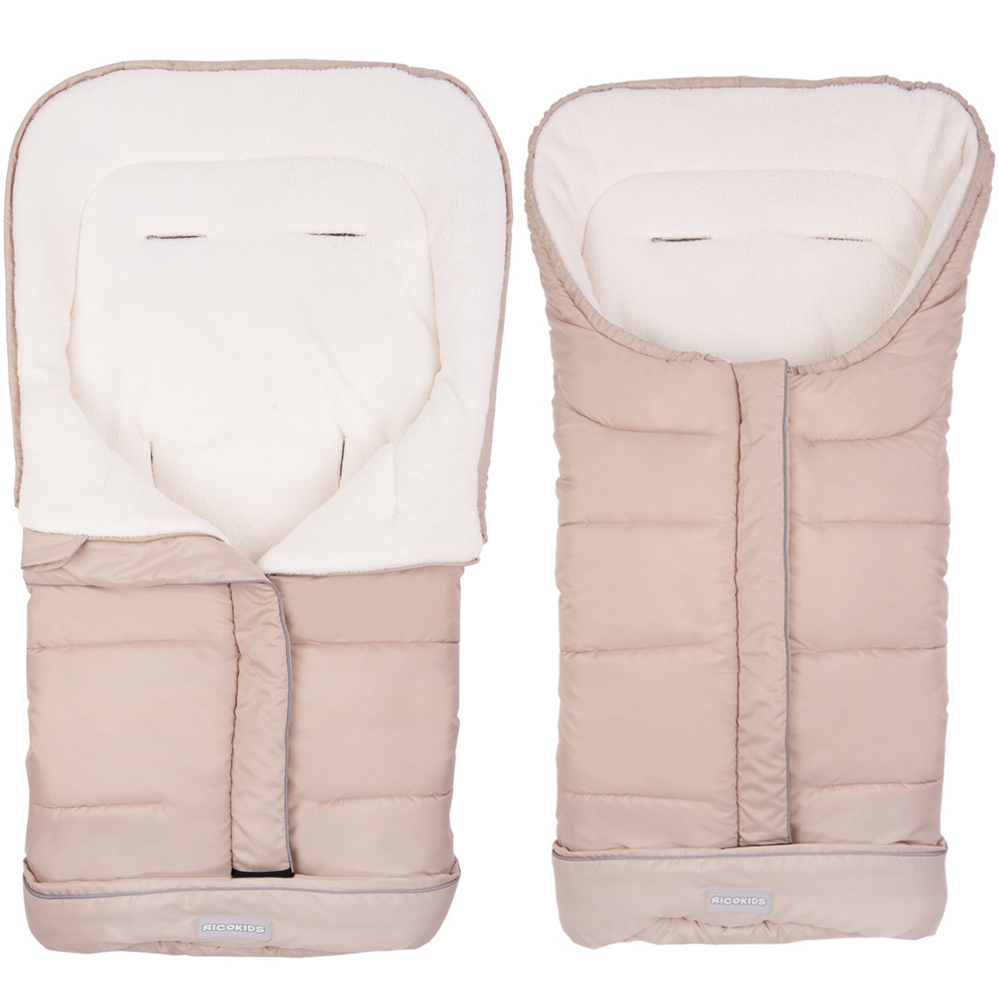 Sac de Dormit 2in1 BABY SLEEP idealStore, Dimensiune Reglabila 96 x 45 cm, Impermeabil, Izolat din Plus, Material Rezistent, Tesatura Moale, Bej