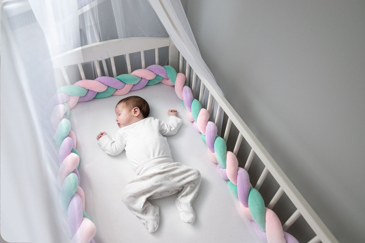 Protectie Laterala pentru Patut Bumper Rico idealSTORE, Lungime 3 m, Material moale, Placut la atingere, Protejeaza impotriva curentilor de aer si a loviturilor, Antialergic