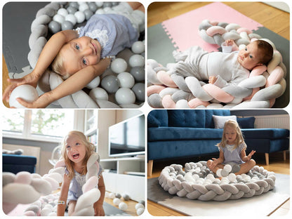 Protectie Laterala pentru Patut Bumper Rico idealSTORE, Lungime 3 m, Material moale, Placut la atingere, Protejeaza impotriva curentilor de aer si a loviturilor, Antialergic