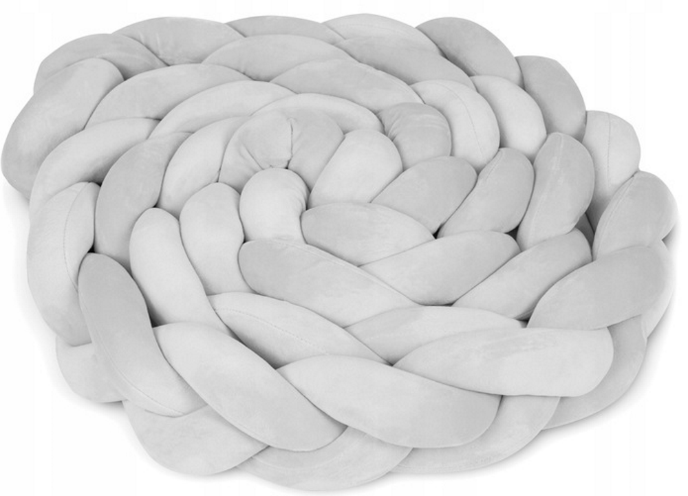 Protectie Laterala pentru Patut Bumper Rico idealSTORE, Lungime 3 m, Material moale, Placut la atingere, Protejeaza impotriva curentilor de aer si a loviturilor, Antialergic, GRI