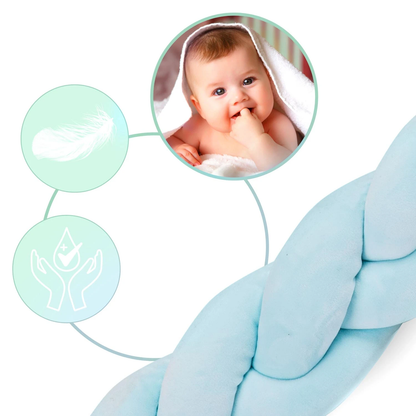 Protectie Laterala pentru Patut Bumper Rico idealSTORE, Lungime 3 m, Material moale, Placut la atingere, Protejeaza impotriva curentilor de aer si a loviturilor, Antialergic, Albastru