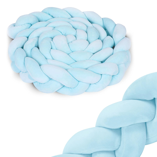 Protectie Laterala pentru Patut Bumper Rico idealSTORE, Lungime 3 m, Material moale, Placut la atingere, Protejeaza impotriva curentilor de aer si a loviturilor, Antialergic, Albastru