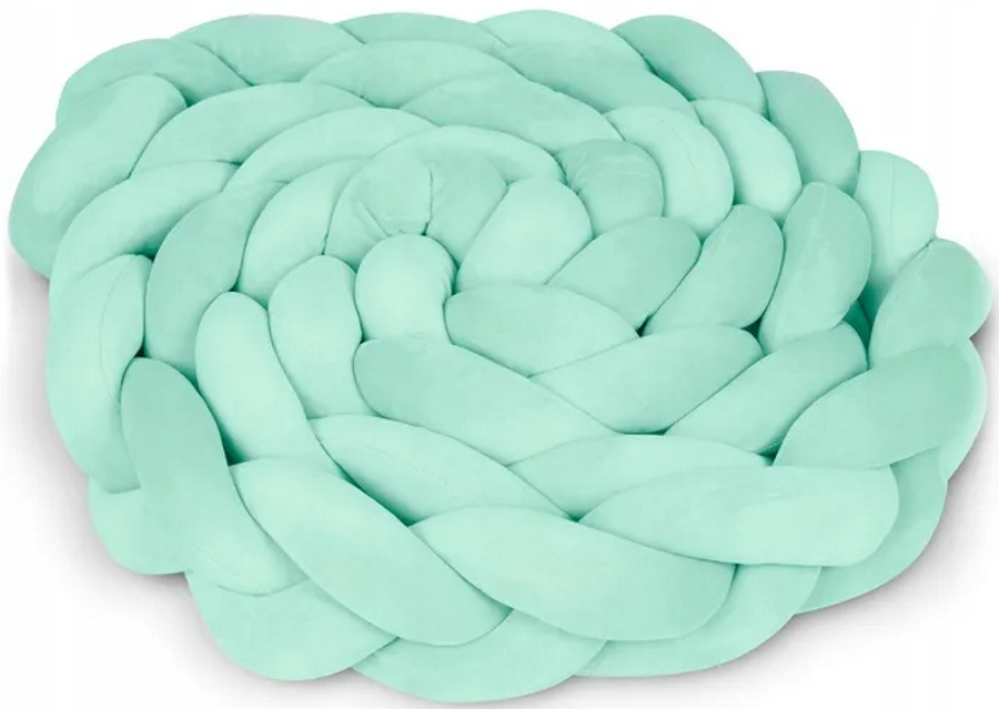 Protectie Laterala pentru Patut Bumper Rico idealSTORE, Lungime 3 m, Material moale, Placut la atingere, Protejeaza impotriva curentilor de aer si a loviturilor, Antialergic, Verde Menta