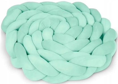 Protectie Laterala pentru Patut Bumper Rico idealSTORE, Lungime 3 m, Material moale, Placut la atingere, Protejeaza impotriva curentilor de aer si a loviturilor, Antialergic, Verde Menta