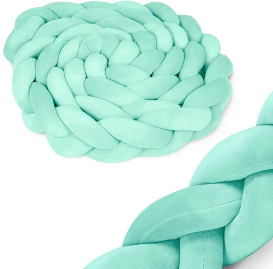 Protectie Laterala pentru Patut Bumper Rico idealSTORE, Lungime 3 m, Material moale, Placut la atingere, Protejeaza impotriva curentilor de aer si a loviturilor, Antialergic, Verde Menta