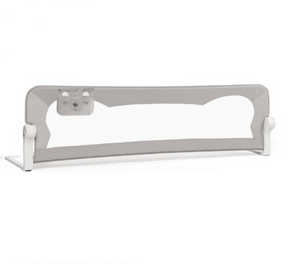 Bariera de Protectie Patut Safe Guard idealSTORE, Dimensiuni 150 x 35 x 42 cm, Include Centuri de Siguranta, Plasa Rezistenta si Aerisita, Sistem de Blocare, Cadru Durabil din Otel, Ajustare la 180 Grade, Grey Edition