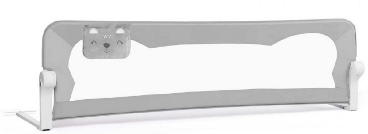Bariera de Protectie Patut Safe Guard idealSTORE, Dimensiuni 150 x 35 x 42 cm, Include Centuri de Siguranta, Plasa Rezistenta si Aerisita, Sistem de Blocare, Cadru Durabil din Otel, Ajustare la 180 Grade, Grey Edition