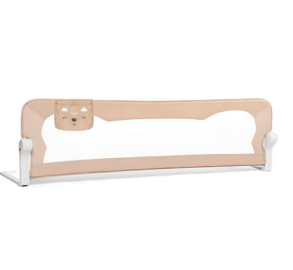 Bariera de Protectie Patut Safe Guard idealSTORE, Dimensiuni 150 x 35 x 42 cm, Include Centuri de Siguranta, Plasa Rezistenta si Aerisita, Sistem de Blocare, Cadru Durabil din Otel, Ajustare la 180 Grade, Bej Edition