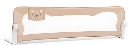 Bariera de Protectie Patut Safe Guard idealSTORE, Dimensiuni 150 x 35 x 42 cm, Include Centuri de Siguranta, Plasa Rezistenta si Aerisita, Sistem de Blocare, Cadru Durabil din Otel, Ajustare la 180 Grade, Bej Edition