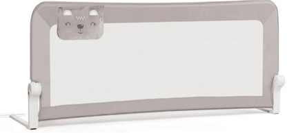 Bariera Protectie Patut Safe Guard idealSTORE, Dimensiuni 150 x 35 x 66 cm, Include Centuri de Siguranta, Plasa Rezistenta si Aerisita, Sistem de Blocare, Cadru Durabil din Otel, Ajustare la 180 Grade, Gri Edition