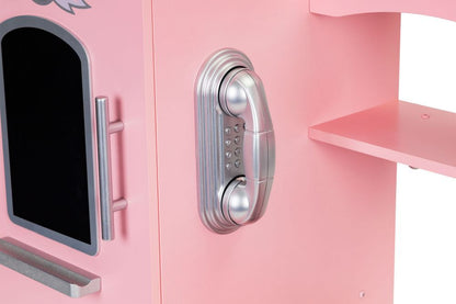 Bucatarie din lemn ecologic, fara margini ascutite 'ISP Pink Heart Kitchen ', 88 CM Inaltime, Telefon, Multiple Locuri Depozitare, Gold