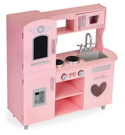 Bucatarie din lemn ecologic, fara margini ascutite 'ISP Pink Heart Kitchen ', 88 CM Inaltime, Telefon, Multiple Locuri Depozitare, Gold