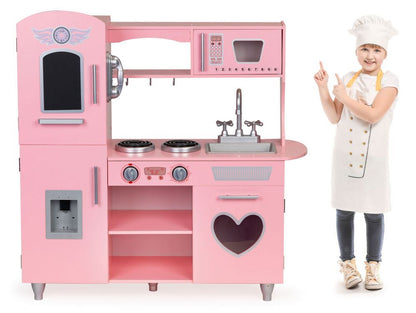 Bucatarie din lemn ecologic, fara margini ascutite 'ISP Pink Heart Kitchen ', 88 CM Inaltime, Telefon, Multiple Locuri Depozitare, Gold