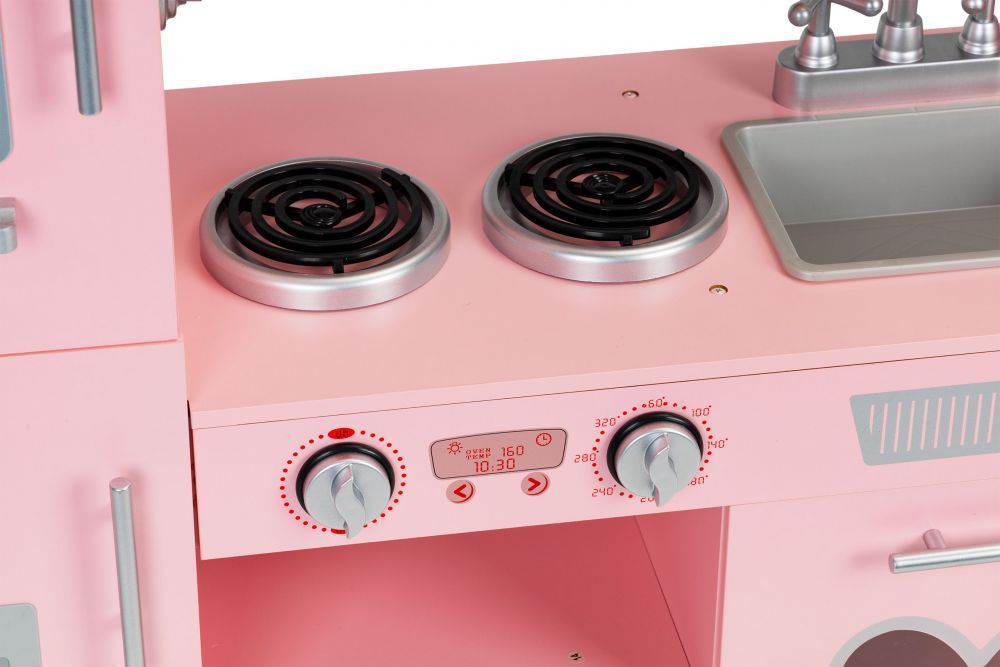 Bucatarie din lemn ecologic, fara margini ascutite 'ISP Pink Heart Kitchen ', 88 CM Inaltime, Telefon, Multiple Locuri Depozitare, Gold