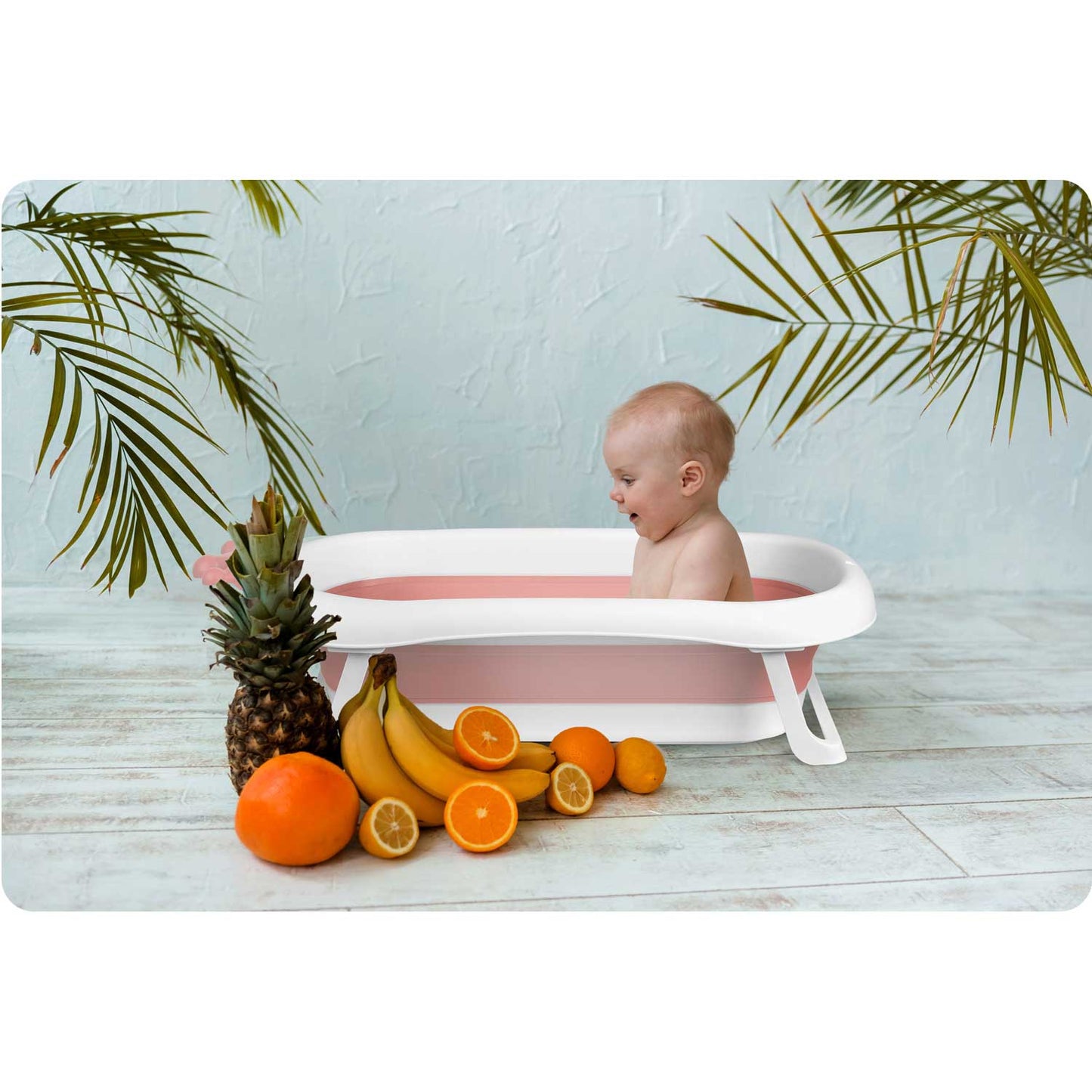 Cadita pentru Bebelusi Baby BathTub idealStore, Pliabila, Perna Inclusa Detasabila, Dop cu Senzor de Temperatura, Picioare Solide, Finisaj Antiderapant, Design Erconomic, Sarcina Maxima 45 kg, Roz