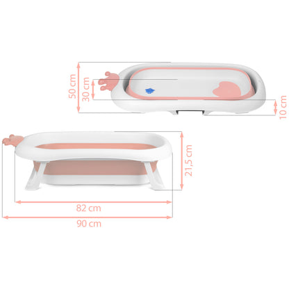 Cadita pentru Bebelusi Baby BathTub idealStore, Pliabila, Perna Inclusa Detasabila, Dop cu Senzor de Temperatura, Picioare Solide, Finisaj Antiderapant, Design Erconomic, Sarcina Maxima 45 kg, Roz