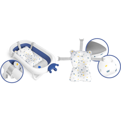 Cadita pentru Bebelusi Baby BathTub idealStore, Pliabila, Perna Inclusa Detasabila, Dop cu Senzor de Temperatura, Picioare Solide, Finisaj Antiderapant, Design Erconomic, Sarcina Maxima 45 kg, Albastra
