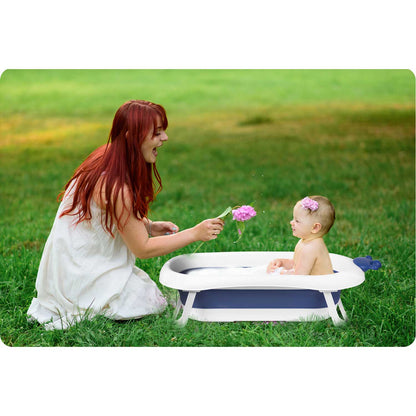 Cadita pentru Bebelusi Baby BathTub idealStore, Pliabila, Perna Inclusa Detasabila, Dop cu Senzor de Temperatura, Picioare Solide, Finisaj Antiderapant, Design Erconomic, Sarcina Maxima 45 kg, Albastra