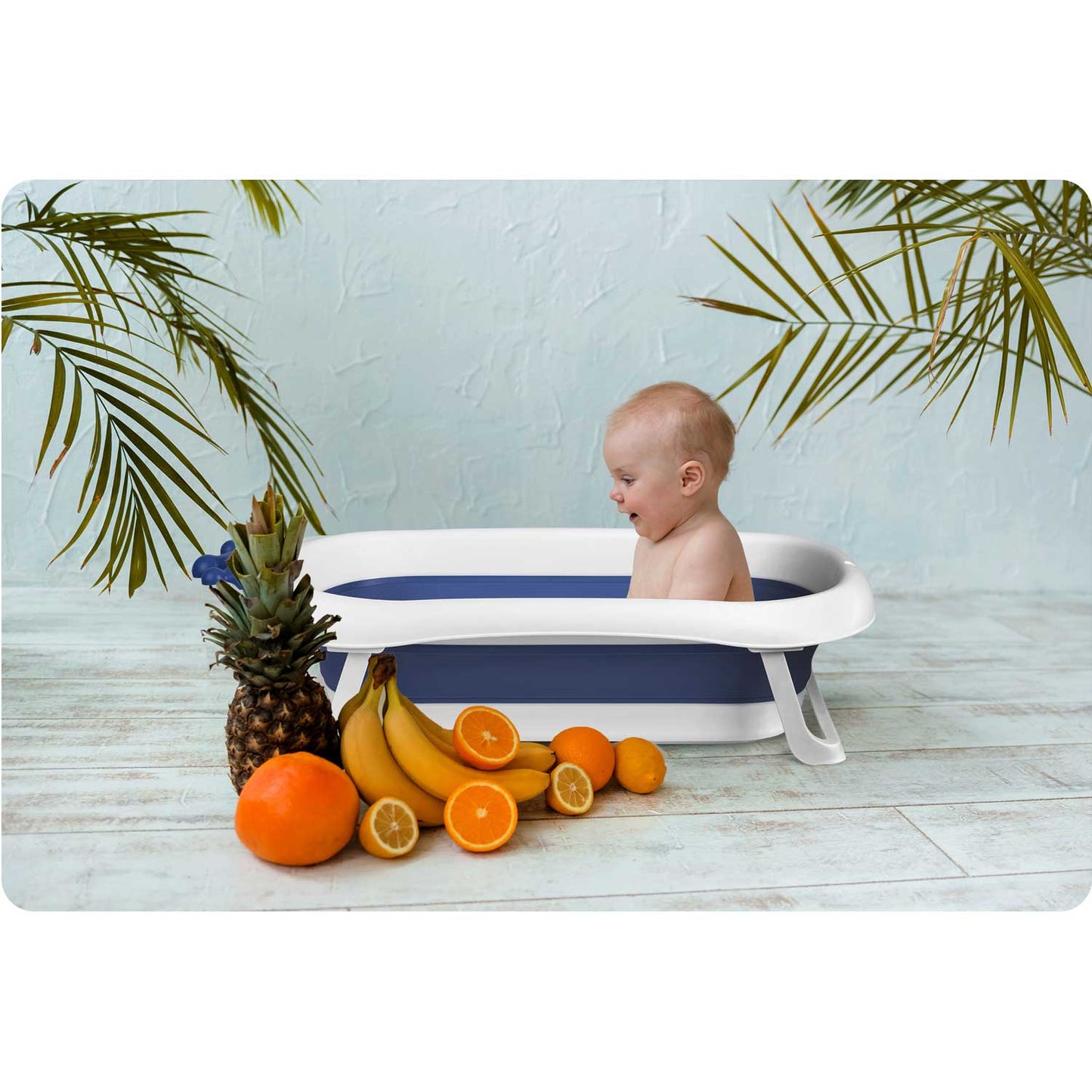 Cadita pentru Bebelusi Baby BathTub idealStore, Pliabila, Perna Inclusa Detasabila, Dop cu Senzor de Temperatura, Picioare Solide, Finisaj Antiderapant, Design Erconomic, Sarcina Maxima 45 kg, Albastra
