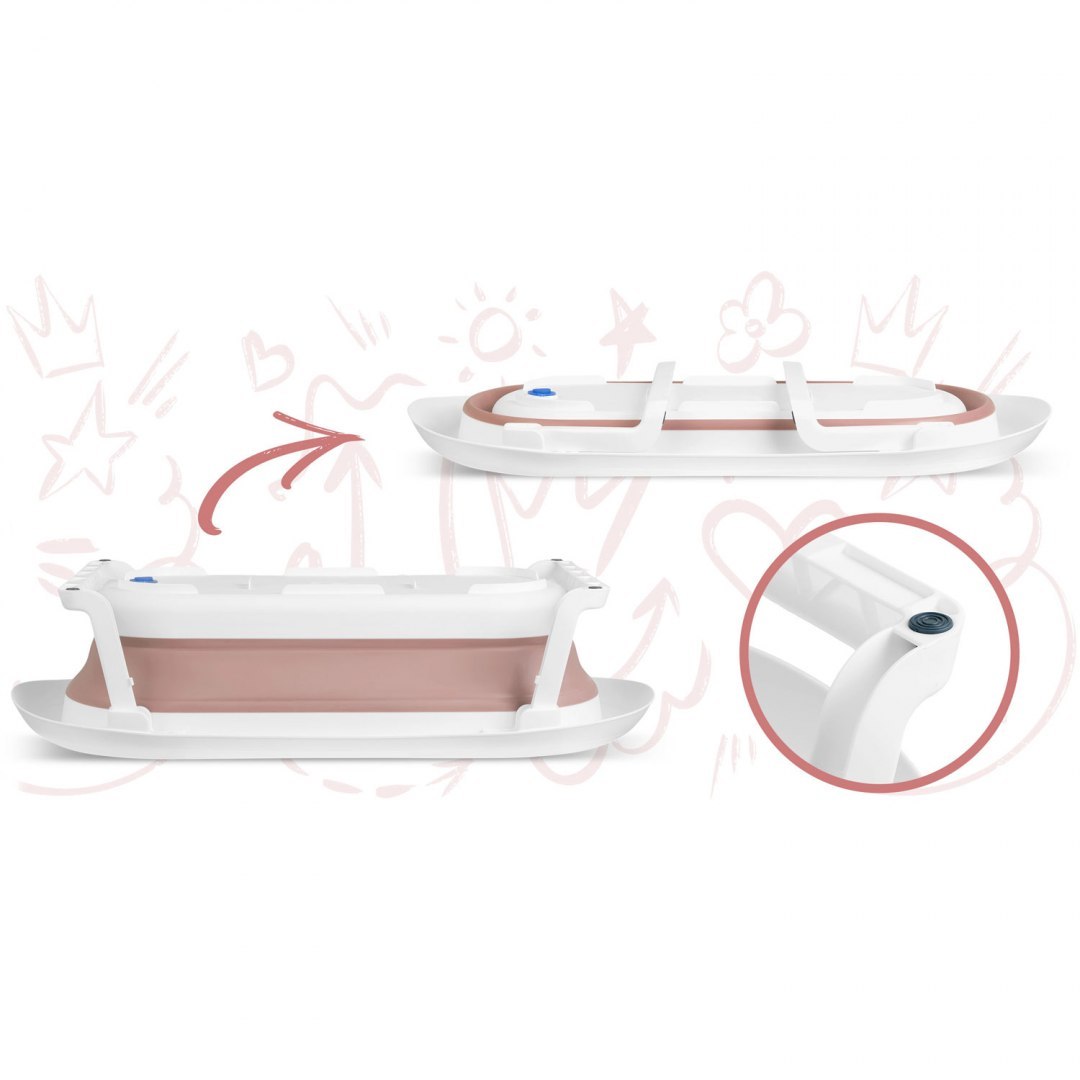 Cadita Pliabila pentru baie copii RicoKids idealSTORE, Dimensiuni 50 x 21 cm, Finisaj antiderapant, DOP senzor de temperatura, Durabila, Sarcina maxima 50 Kg, Culoare Roz