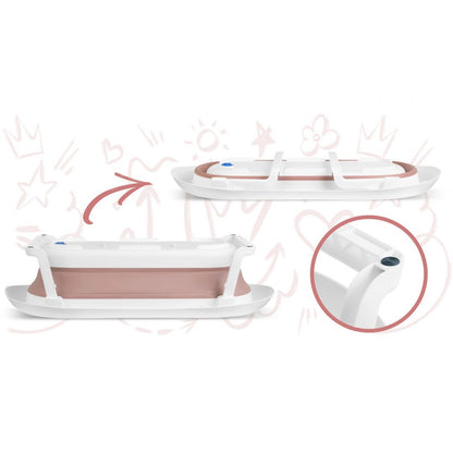 Cadita Pliabila pentru baie copii RicoKids idealSTORE, Dimensiuni 50 x 21 cm, Finisaj antiderapant, DOP senzor de temperatura, Durabila, Sarcina maxima 50 Kg, Culoare Roz