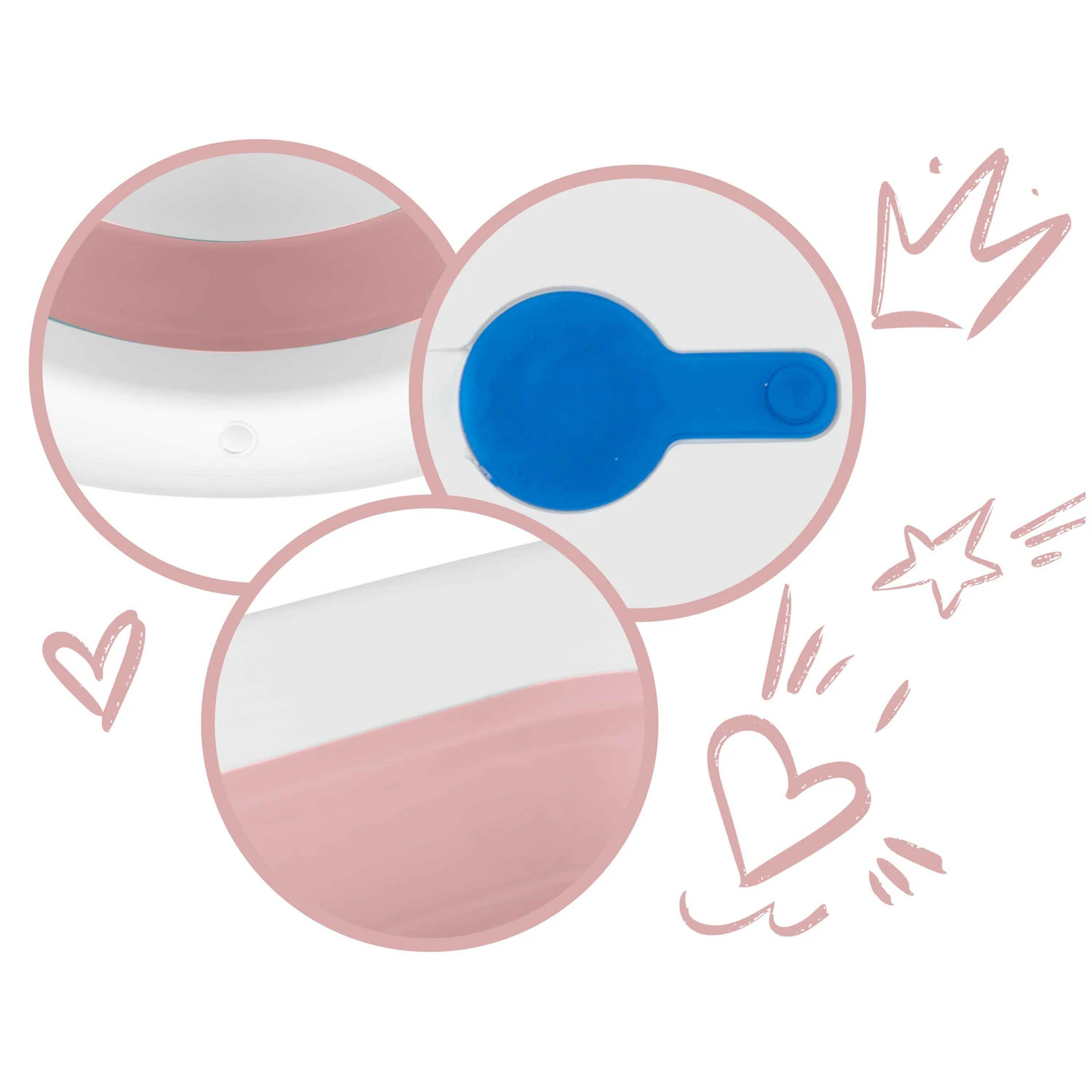 Cadita cu Termometru LCD pentru Bebelusi SuperBath idealSTORE, Pliabila, Dop cu Senzor de Temperatura, Picioare Solide, Finisaj Antiderapant, Design Ergonomic, Sarcina Maxima 45 kg, Pink