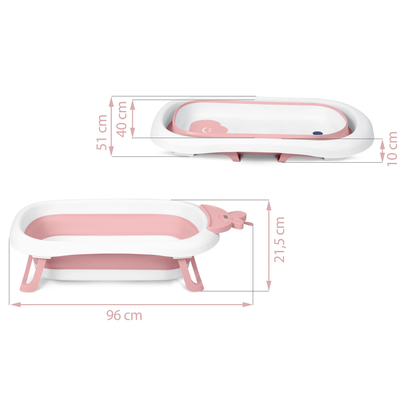 Cadita cu Termometru LCD pentru Bebelusi SuperBath idealSTORE, Pliabila, Dop cu Senzor de Temperatura, Picioare Solide, Finisaj Antiderapant, Design Ergonomic, Sarcina Maxima 45 kg, Pink