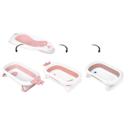 Cadita cu Termometru LCD pentru Bebelusi SuperBath idealSTORE, Pliabila, Dop cu Senzor de Temperatura, Picioare Solide, Finisaj Antiderapant, Design Ergonomic, Sarcina Maxima 45 kg, Pink