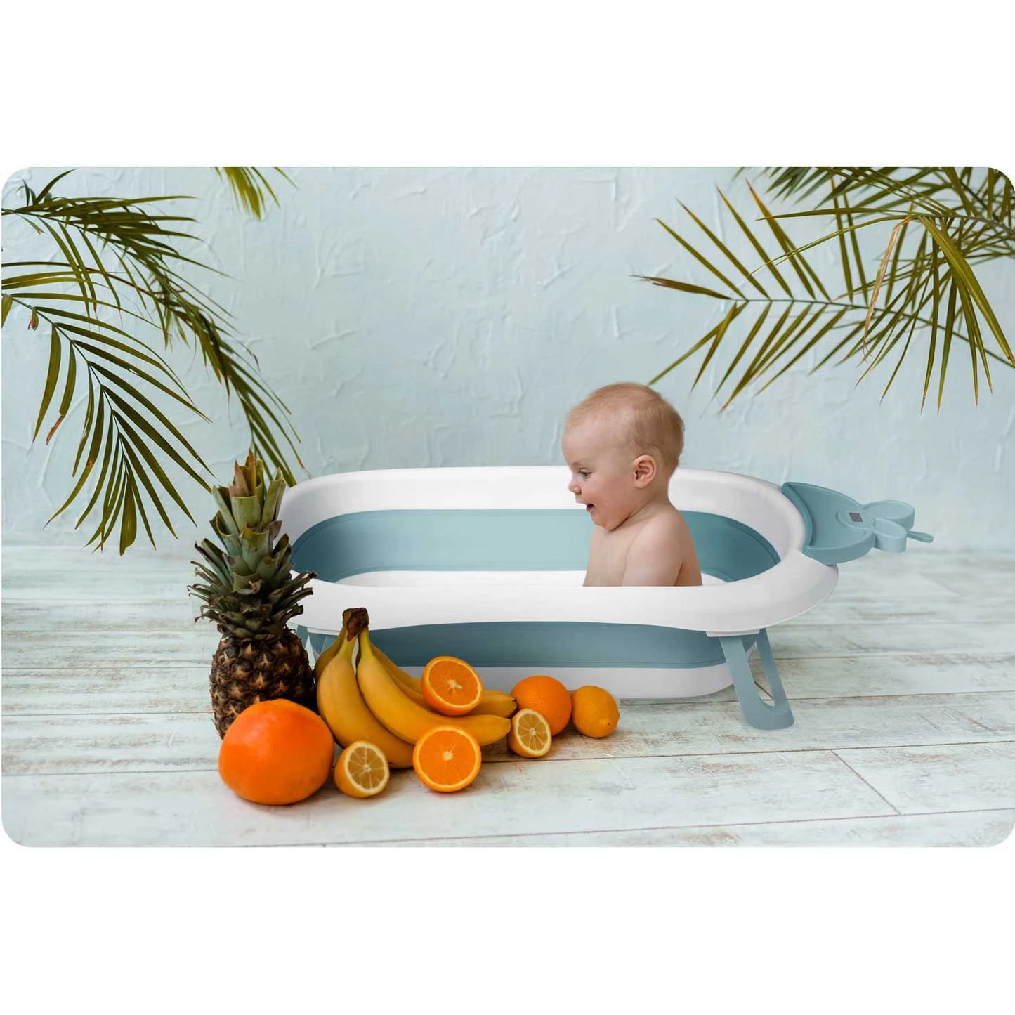 Cadita cu Termometru LCD pentru Bebelusi SuperBath idealSTORE, Pliabila, Dop cu Senzor de Temperatura, Picioare Solide, Finisaj Antiderapant, Design Ergonomic, Sarcina Maxima 45 kg, Blue