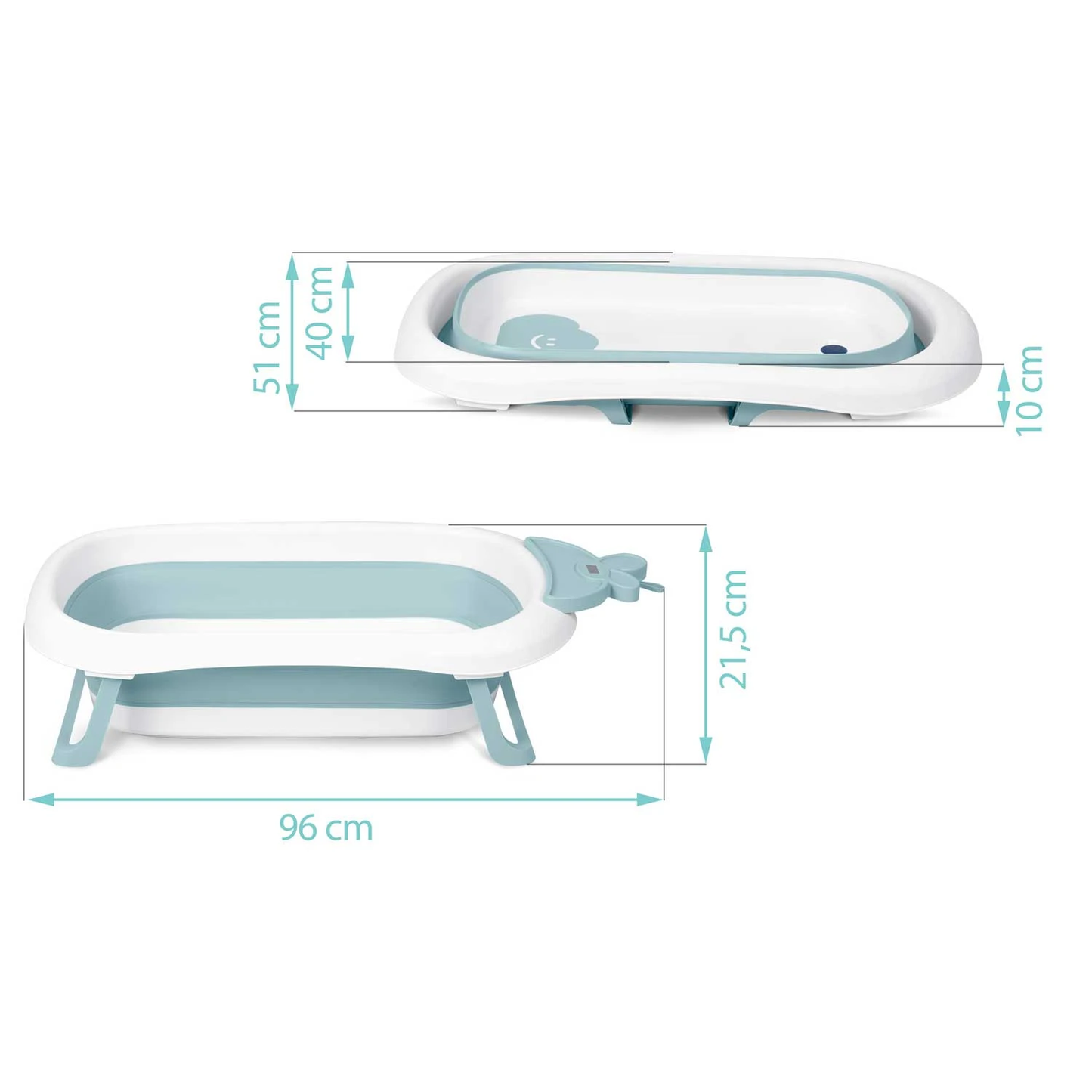 Cadita cu Termometru LCD pentru Bebelusi SuperBath idealSTORE, Pliabila, Dop cu Senzor de Temperatura, Picioare Solide, Finisaj Antiderapant, Design Ergonomic, Sarcina Maxima 45 kg, Blue