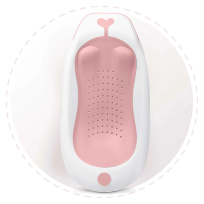 Suport cadita baie bebelusi idealSTORE, Prindere in ventuze, Insertie anti-alunecare, Universal, Poate fi folosit la orice model de cadita, Design ergonomic, Montaj rapid, Roz