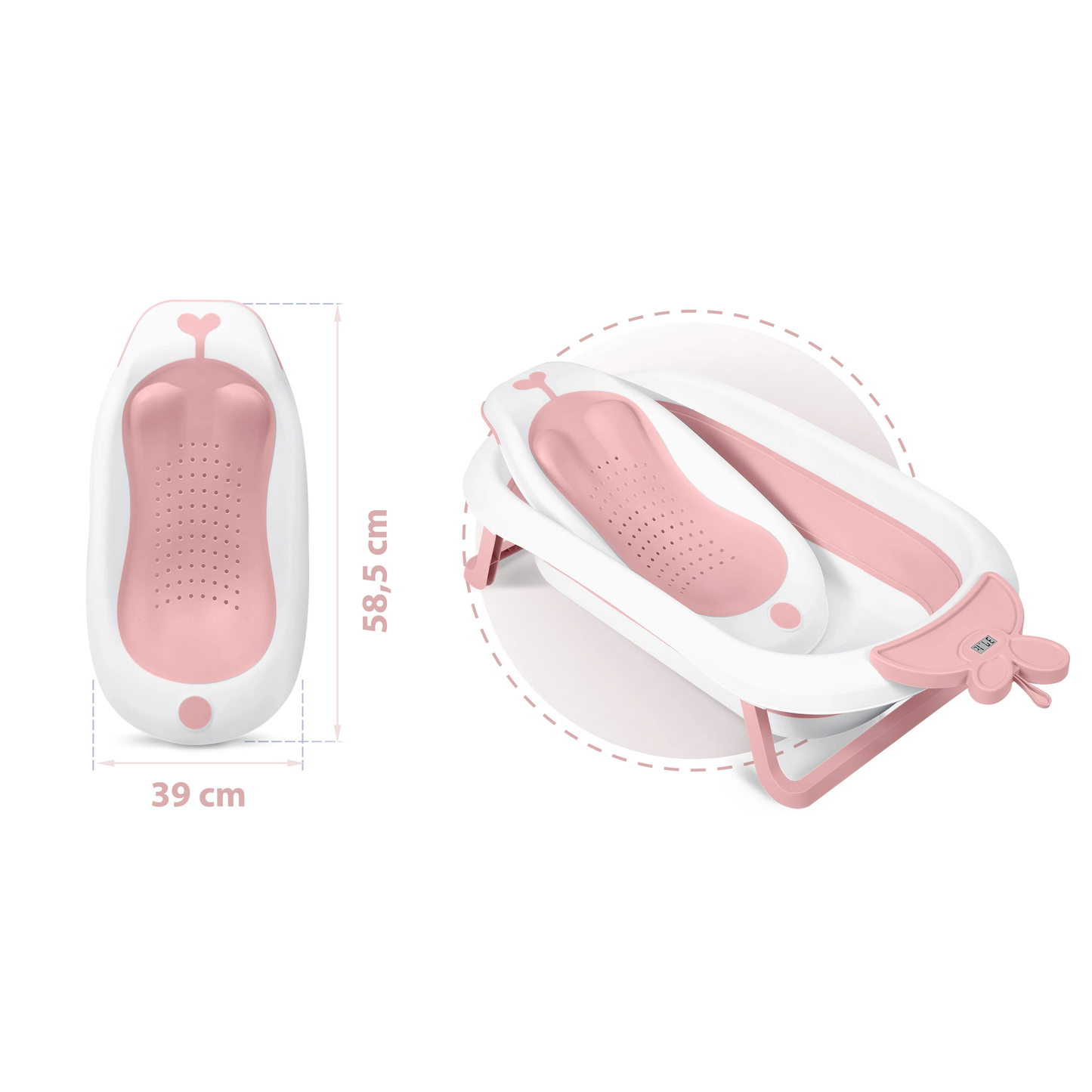 Suport cadita baie bebelusi idealSTORE, Prindere in ventuze, Insertie anti-alunecare, Universal, Poate fi folosit la orice model de cadita, Design ergonomic, Montaj rapid, Roz