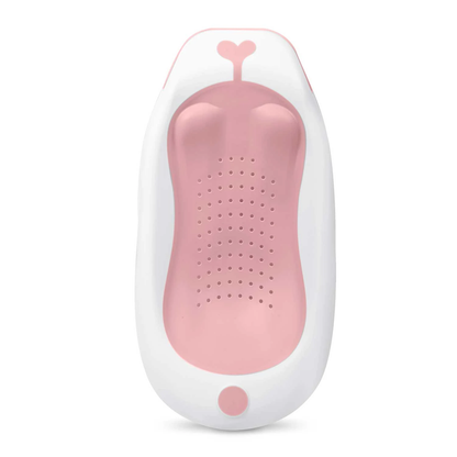 Suport cadita baie bebelusi idealSTORE, Prindere in ventuze, Insertie anti-alunecare, Universal, Poate fi folosit la orice model de cadita, Design ergonomic, Montaj rapid, Roz