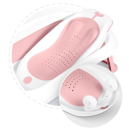 Suport cadita baie bebelusi idealSTORE, Prindere in ventuze, Insertie anti-alunecare, Universal, Poate fi folosit la orice model de cadita, Design ergonomic, Montaj rapid, Roz