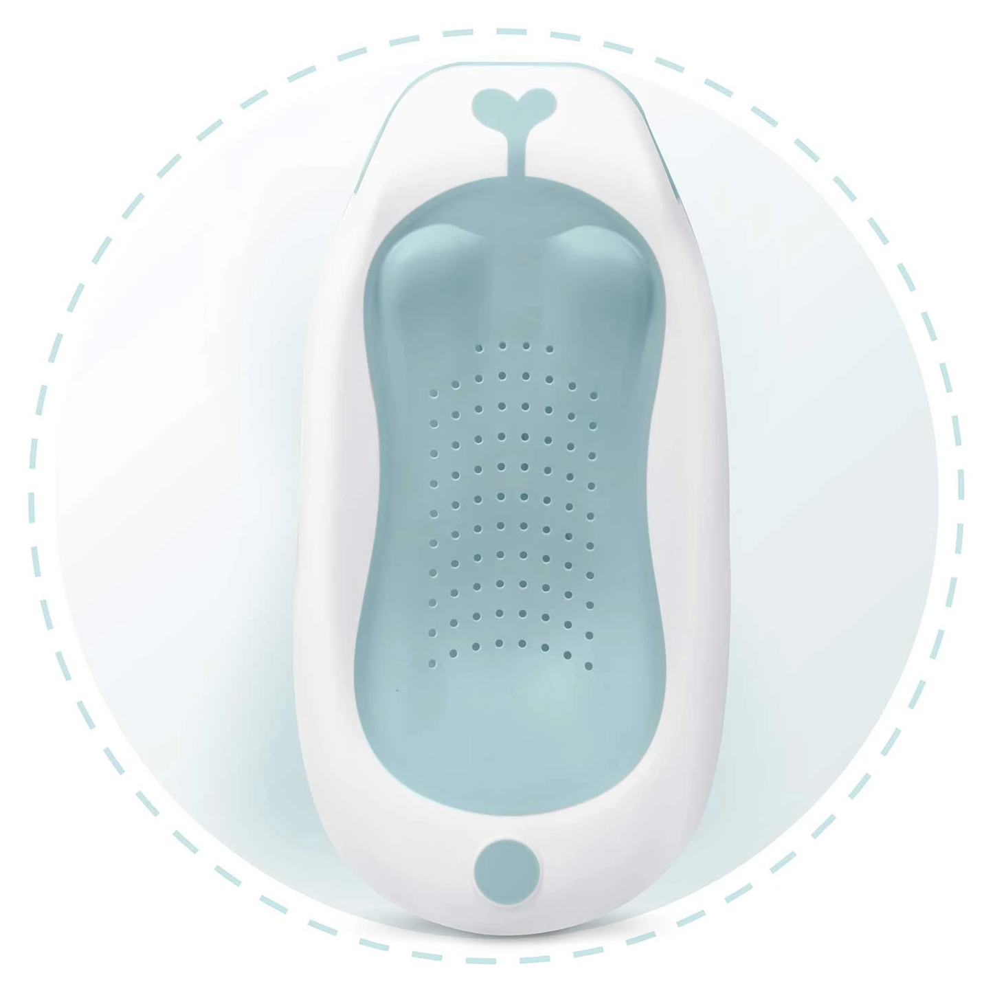 Suport cadita baie bebelusi idealSTORE, Prindere in ventuze, Insertie anti-alunecare, Universal, Poate fi folosit la orice model de cadita, Design ergonomic, Montaj rapid, Albastru