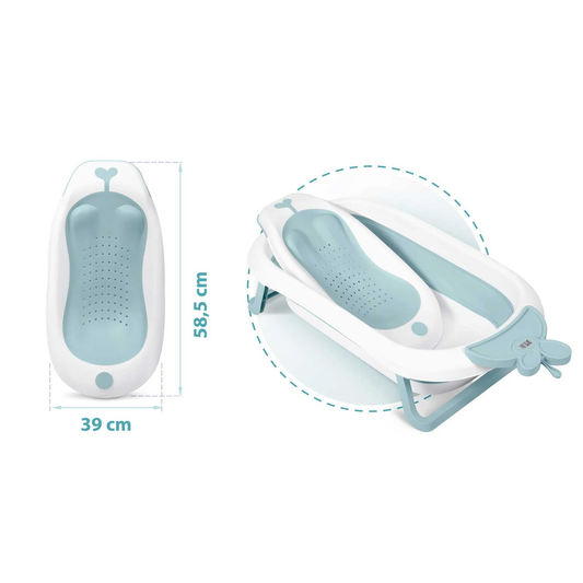 Suport cadita baie bebelusi idealSTORE, Prindere in ventuze, Insertie anti-alunecare, Universal, Poate fi folosit la orice model de cadita, Design ergonomic, Montaj rapid, Albastru