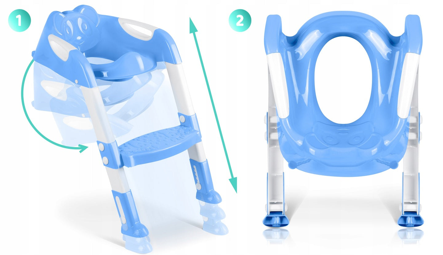 Reductor WC Copii idealSTORE, inaltime Reglabila, o Treapta, Picioare Anti-Alunecare, Greutate Maxima 50 kg, Scara Detasabila, Ergonomic, Pliabil, Culoare Albastru