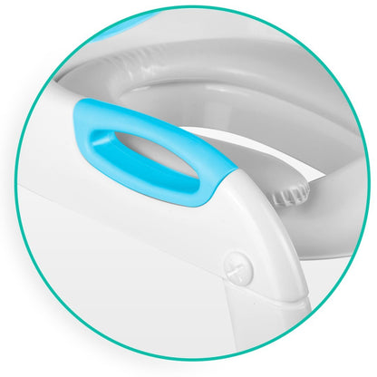 Reductor WC Copii idealSTORE, inaltime Reglabila, o Treapta, Picioare Anti-Alunecare, Greutate Maxima 50 kg, Scara Detasabila, Ergonomic, Pliabil, Culoare Turcoaz