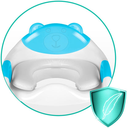 Reductor WC Copii idealSTORE, inaltime Reglabila, o Treapta, Picioare Anti-Alunecare, Greutate Maxima 50 kg, Scara Detasabila, Ergonomic, Pliabil, Culoare Turcoaz