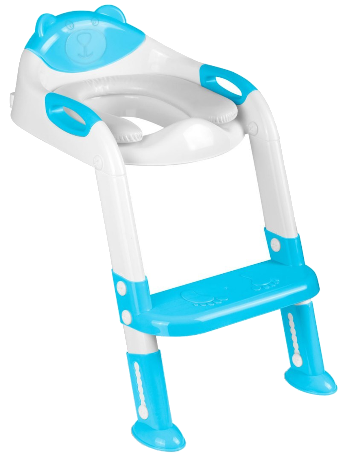 Reductor WC Copii idealSTORE, inaltime Reglabila, o Treapta, Picioare Anti-Alunecare, Greutate Maxima 50 kg, Scara Detasabila, Ergonomic, Pliabil, Culoare Turcoaz