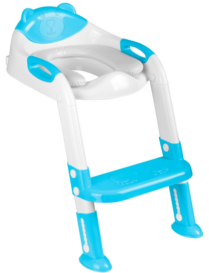 Reductor WC Copii idealSTORE, inaltime Reglabila, o Treapta, Picioare Anti-Alunecare, Greutate Maxima 50 kg, Scara Detasabila, Ergonomic, Pliabil, Culoare Turcoaz