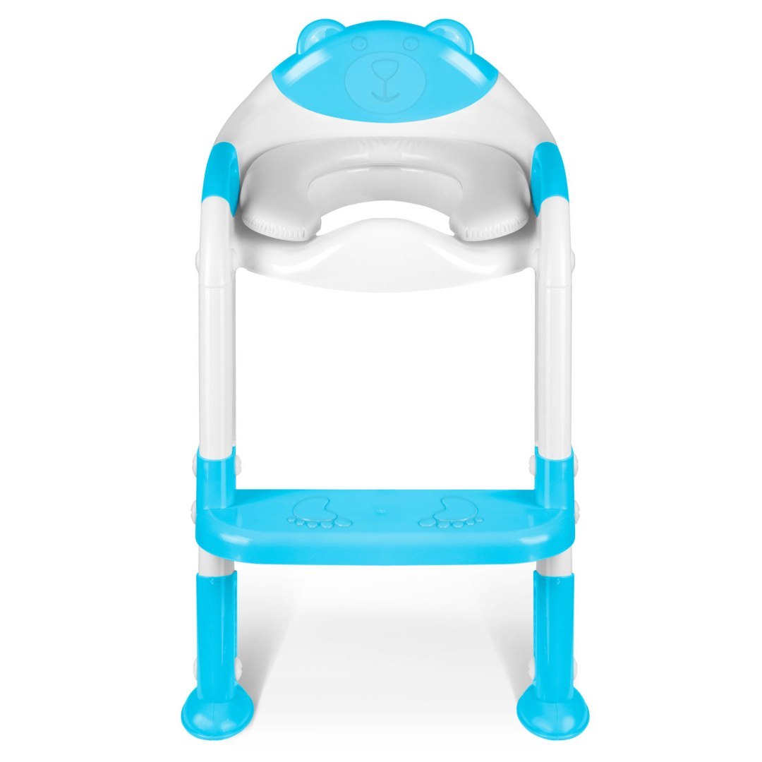 Reductor WC Copii idealSTORE, inaltime Reglabila, o Treapta, Picioare Anti-Alunecare, Greutate Maxima 50 kg, Scara Detasabila, Ergonomic, Pliabil, Culoare Turcoaz